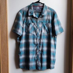 River Edge Green/Gray Plaid Shortsleeve Button Down Shirt Size XXL